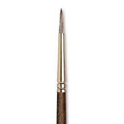 Winsor & Newton Monarch Mongoose Brush - Round, Long Handle, Size 4, close up