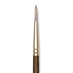 Winsor & Newton Monarch Mongoose Brush - Round, Long Handle, Size 6, close up