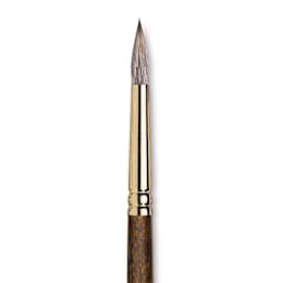Winsor & Newton Monarch Mongoose Brush - Round, Long Handle, Size 8, close up
