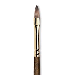 Winsor & Newton Monarch Mongoose Brush - Short Filbert, Long Handle, Size 4, close up