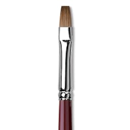 Da Vinci Kolinsky Red Oil Sable Brush - Bright, Long Handle, Size 6 close up
