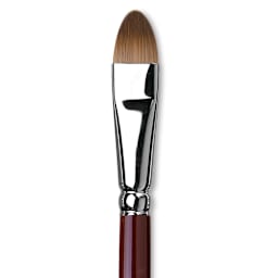 Da Vinci Kolinsky Red Oil Sable Brush - Filbert, Long Handle, Size 14 close up