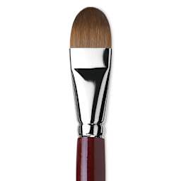 Da Vinci Kolinsky Red Oil Sable Brush - Filbert, Long Handle, Size 26 close up