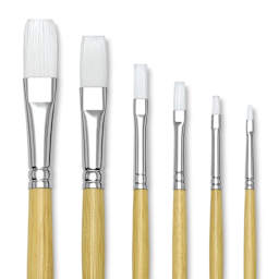Blick Academic White Synthetic Brush Set - Flat, Set of 6, close-up