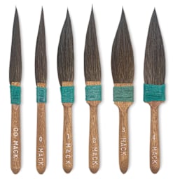 Mack Squirrel Hair Sword Striper - 6 sizes of Striping Brushes shown vertically