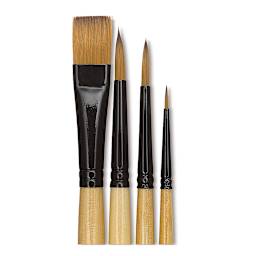 Dynasty Black Gold - Set No. 1 - 4 Watercolor Brushes shown upright