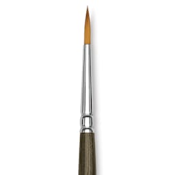 Blick Studio Short Handle Synthetic Brush - Round, Black Handle, Size 2, close up