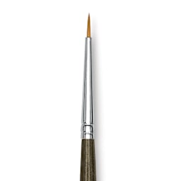 Blick Studio Short Handle Synthetic Brush - Round, Black Handle, 2/0, close up