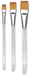 Blick Studio Short Handle Synthetic Brushes - 3 different sizes of Wash brushes shown upright