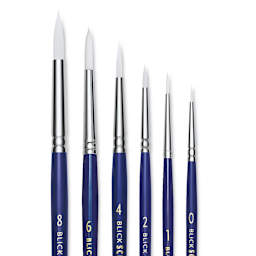 Blick Scholastic Short Handle Wonder White Brush Set - Round, Short Handle, Set of 6 close up