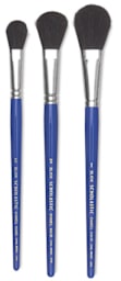 Blick Scholastic Camel Brushes - 3 Sizes of Oval Wash Brushes shown upright