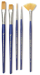 Blick Scholastic Golden Taklon Brushes and Sets, Assorted set of 5 short handle, full brush view
