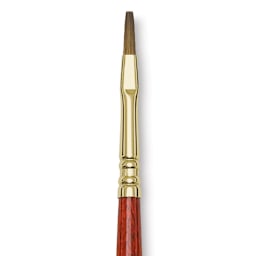 Blick Master Kolinsky Sable Brush - Flat, Short Handle, Red, Size 2 close up