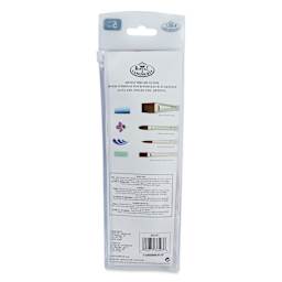 Royal & Langnickel Soft Grip Synthetic Sable Brushes - Flat Variety, Set of 5, back of pack