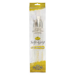 Royal & Langnickel Soft Grip White Taklon Brushes - Set 502, Long Handle, Set of 5, front of the pack