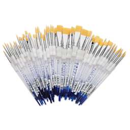Royal Langnickel Soft Grip Golden Taklon Brush Set - Class Pack, Shaders and Rounds, Set of 72