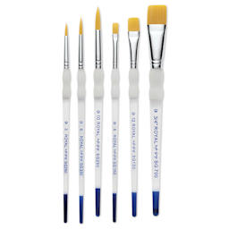 Royal Langnickel Soft Grip Golden Taklon Brush Set - Class Pack, Shaders and Rounds, Set of 72