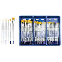 Royal Langnickel Soft Grip Golden Taklon Brush Set - Class Pack, Shaders and Rounds, Set of 72
