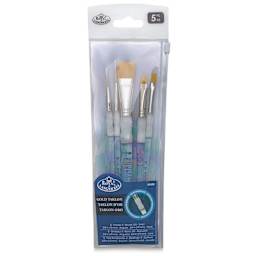 Royal Langnickel Soft Grip Golden Taklon Brush Set - Beginner, Short Handle, Set of 5