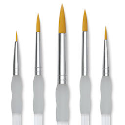 Royal Langnickel Soft Grip Golden Taklon Brush Set - Round, Short Handle, Set of 5