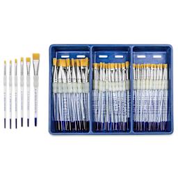 Royal Langnickel Soft Grip Golden Taklon Brush Set - Flats, Set of 72