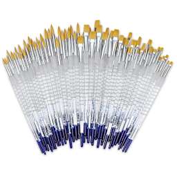 Royal Langnickel Soft Grip Golden Taklon Brush Set - Flats and Rounds Set of 72, out of tray