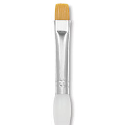 Royal & Langnickel Soft Grip Golden Taklon Brush - Short Shader, Short Handle, Size 10, close-up