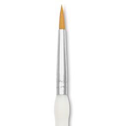 Royal & Langnickel Soft Grip Golden Taklon Brush - Round, Short Handle, Size 3, close-up