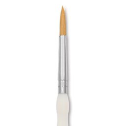 Royal & Langnickel Soft Grip Golden Taklon Brush - Round, Short Handle, Size 6, close-up