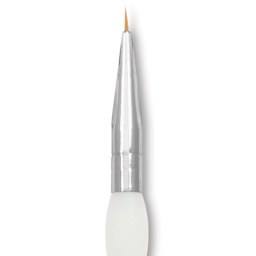 Royal & Langnickel Soft Grip Golden Taklon Brush - Round, Short Handle, Size 20/0, close-up