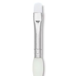Royal & Langnickel Soft Grip White Taklon Brush - Bright, Short Handle, Size 1, close-up
