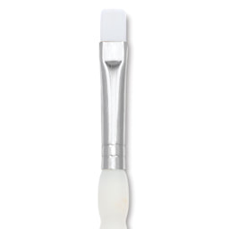 Royal & Langnickel Soft Grip White Taklon Brush - Bright, Short Handle, Size 4, close-up