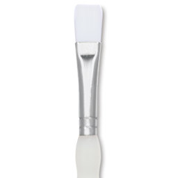 Royal & Langnickel Soft Grip White Taklon Brush - Bright, Short Handle, Size 6, close-up