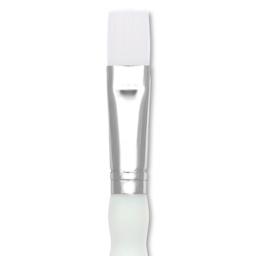 Royal & Langnickel Soft Grip White Taklon Brush - Bright, Short Handle, Size 8, close-up