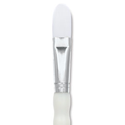 Royal & Langnickel Soft Grip White Taklon Brush - Filbert, Short Handle, Size 8, close-up