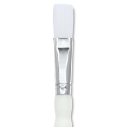 Royal & Langnickel Soft Grip White Taklon Brush - Flat, Short Handle, Size 8, close-up