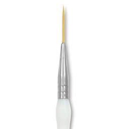 Royal & Langnickel Soft Grip Golden Taklon Brush - Script Liner, Short Handle, Size 0, close-up