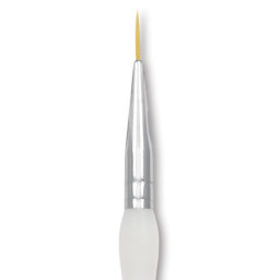 Royal & Langnickel Soft Grip Golden Taklon Brush - Script Liner, Short Handle, Size 20/0, close-up
