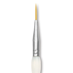Royal & Langnickel Soft Grip Golden Taklon Brush - Short Liner, Short Handle, Size 2, close-up