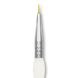 Royal & Langnickel Soft Grip Golden Taklon Brush - Short Liner, Short Handle, Size 20/0, close-up