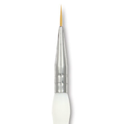 Royal & Langnickel Soft Grip Golden Taklon Brush - Short Liner, Short Handle, Size 5/0, view of ferrule and tip