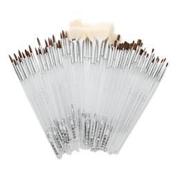 Royal Langnickel Clear Choice Brush Set - Soft Natural, Assorted Brushes, Set of 60, Short Handle (out of tray)