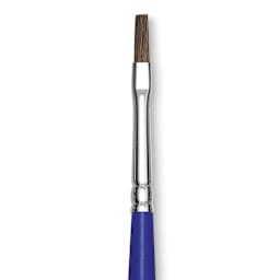 Blick Scholastic Red Sable Brush - Flat, Long Handle, Size 4 close up