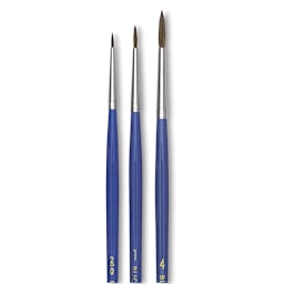 Blick Scholastic Red Sable Brushes - Rounds, Set of 3, Long Handle close up