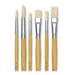 Blick Academic White Bristle = Closeup of Set of 6 Large Brushes