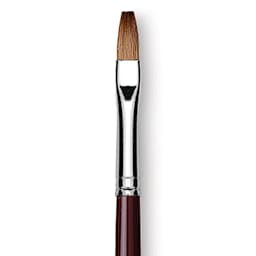 Da Vinci Kolinsky Red Sable Oil Brush - Flat, Long Handle, Size 6 (close-up)