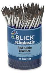 Blick Scholastic Red Sable Brushes - Rounds, Canister of 144, Short Handle