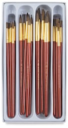 Royal Langnickel Camel Hair Classroom Value Pack - 24 Round Brushes shown in storage tray
