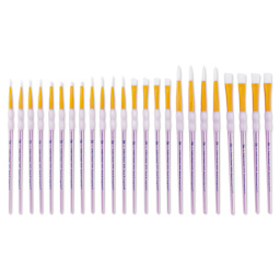 Royal & Langnickel Crafter's Choice White Taklon Brushes - Classroom Value Pack, brushes lined up