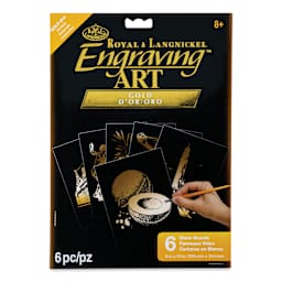 Royal & Langnickel Engraving Art Scratch Board - Gold Foil, 8" x 10", Pkg of 6 front of packaging